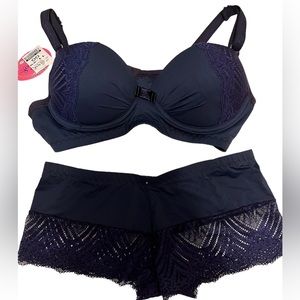 Zilook Lingerie 2 Pc Navy Bra and Panty  Set Gg ( XL) NWT